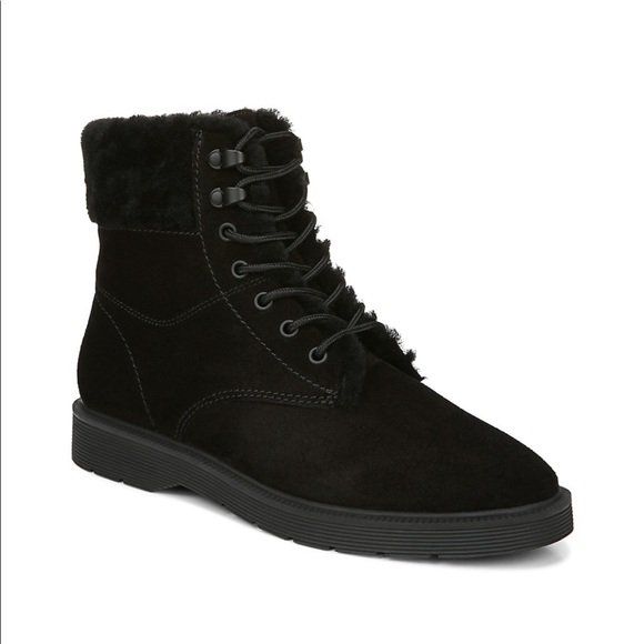 Vince $350 Hayes 2 Shearling-Lined Suede Hiking Ankle Boot Booties Black - Picture 1 of 8